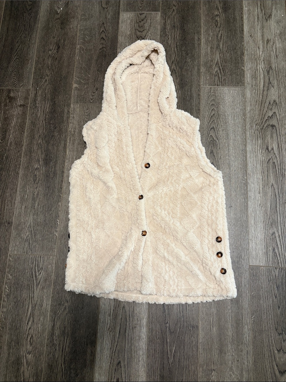 Cozy Hooded Sherpa Vest in Cream